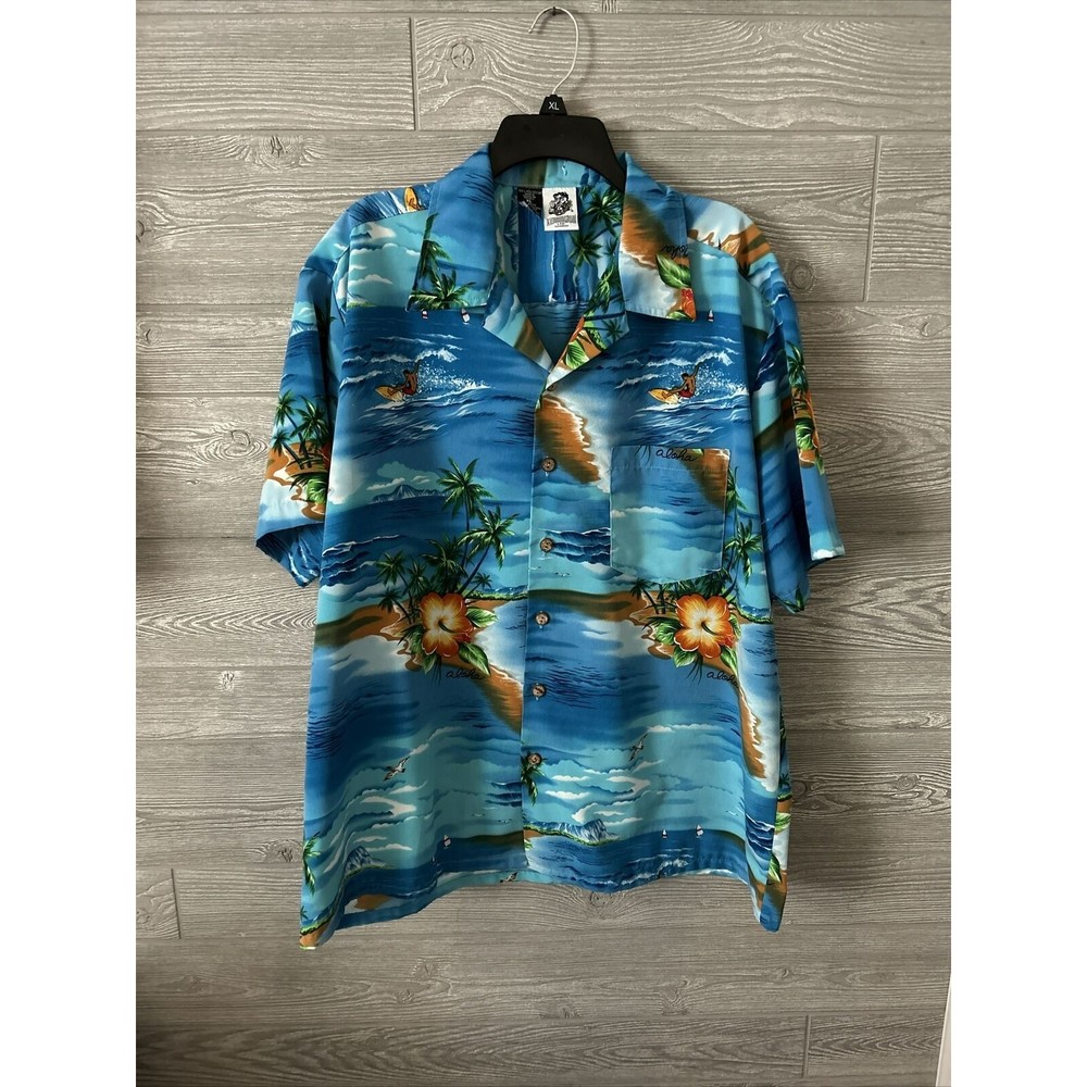 Kennington Hawaiian Shirt Aloha Surfing Palm Trees Men's‎ Size XL Extra Large